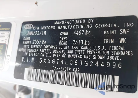 2018 Kia Optima S from USA, damaged, VIN 5XXGT4L36JG244996